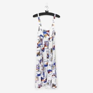 Paper Heart Maxi Dress Size L Linen Blend Pockets Coastal Resort European Summer